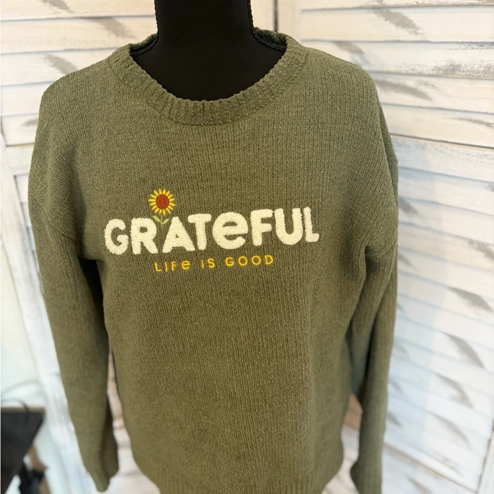 Life Is Good Olive Grateful Pullover - Picture 2 of 5